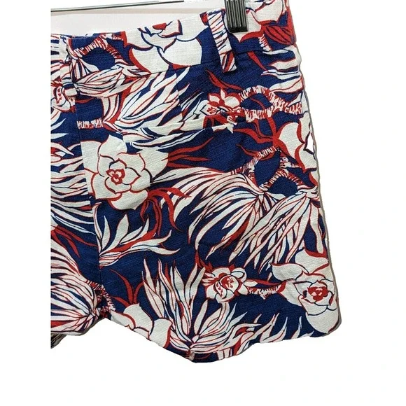 J. CREW Shorts Sz 2 98 Cotton 2 Elastane Front Pockets Mid Rise Blue White Red - Picture 8 of 8
